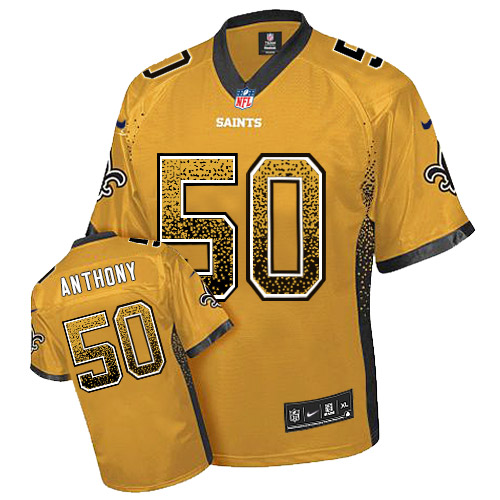 Men's Elite Stephone Anthony Nike Jersey Gold - #50 Drift Fashion NFL New Orleans Saints
